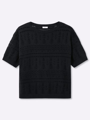 sheego Kurzarm-Pullover in schwarz