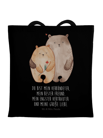 Mr. & Mrs. Panda Tragetasche Bären Liebe mit Spruch in Schwarz