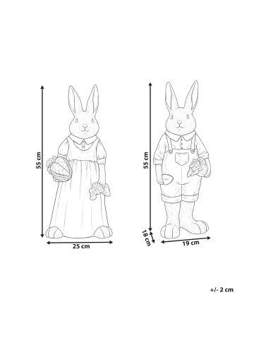 Beliani 2er-Set Gartenfigur TURSI in Bunt