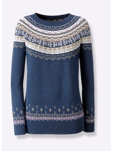 WITT WEIDEN Norwegerpullover in marine-ecru-gemustert