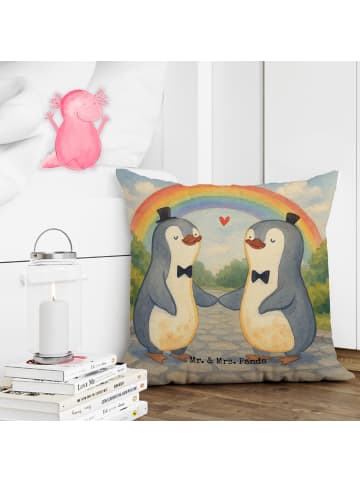 Mr. & Mrs. Panda Kopfkissen Pinguine Gay Pride Design ohne Spruch in Weiß
