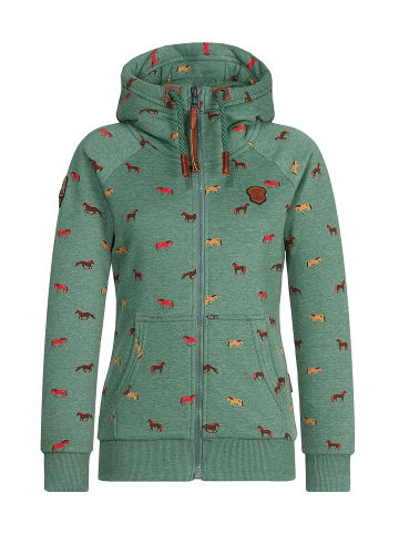 naketano Sweat Kapuzenjacke Brazzo Pine Green Melange (Small Horses)