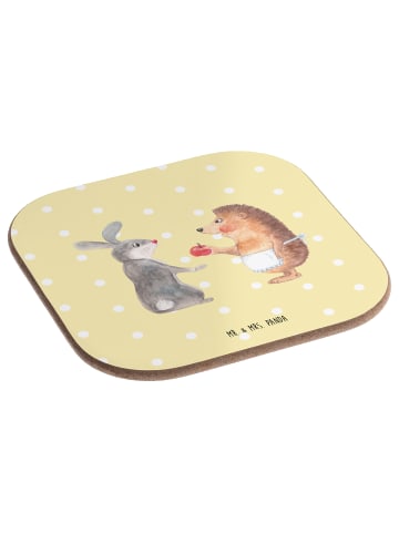 Mr. & Mrs. Panda Untersetzer für Gläser Hase Igel ohne Spruch in Gelb Pastell