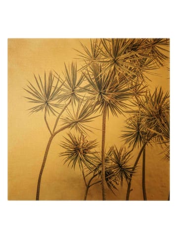 WALLART Leinwandbild Gold - Sonnengeküsste Palmen in Grün
