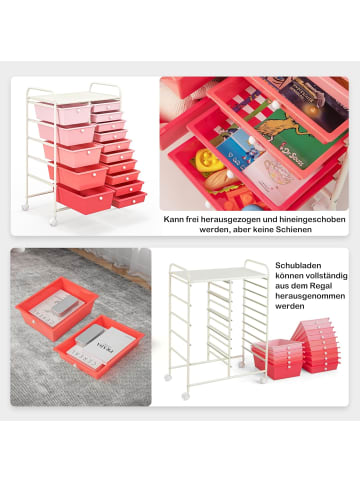 COSTWAY Rollcontainer in Rosa