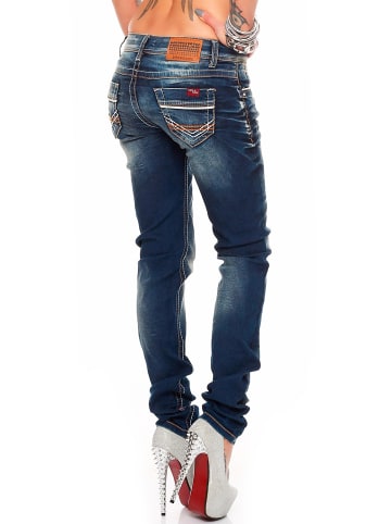 Cipo & Baxx Damen Slim Fit Jeans Stonewashed in Blue