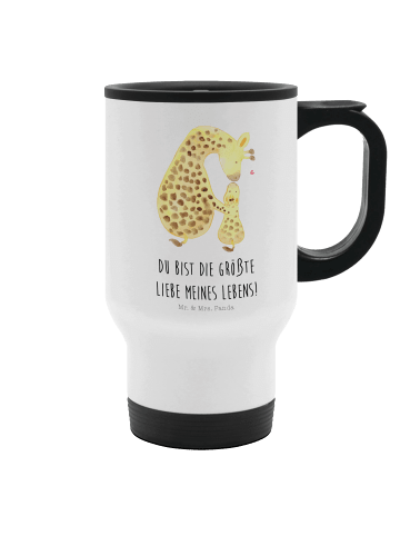 Mr. & Mrs. Panda Kaffeebecher Giraffe Kind mit Spruch in Weiß