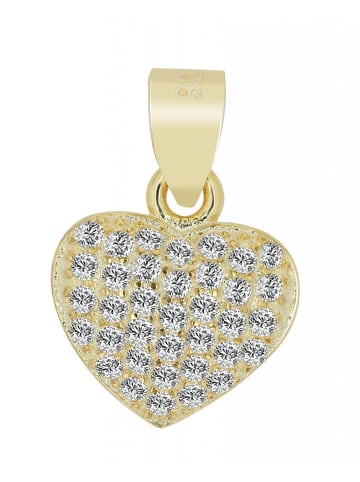 Adeliás Damen Anhänger Herz aus 925 Silber mit Zirkonia in gold