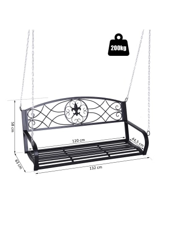 Outsunny Hängebank B132 x T63 x H58 cm Schwarz+Silber
