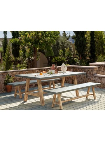 Beliani 3-tlg Gartentisch Set TONNARE in Grau/Heller Holzfarbton