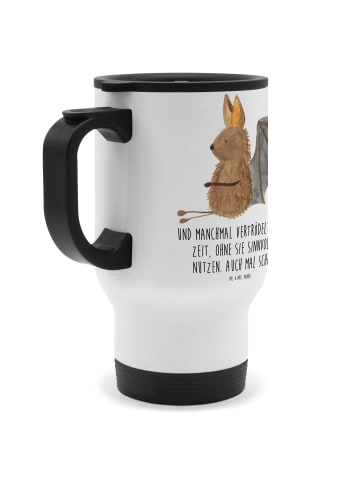 Mr. & Mrs. Panda thermosbecher Fledermaus Sitzen mit Spruch in Weiß