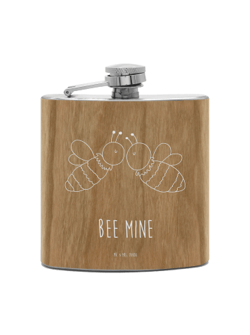 Mr. & Mrs. Panda Flachmann Edelstahl Biene Liebe mit Spruch in Braun