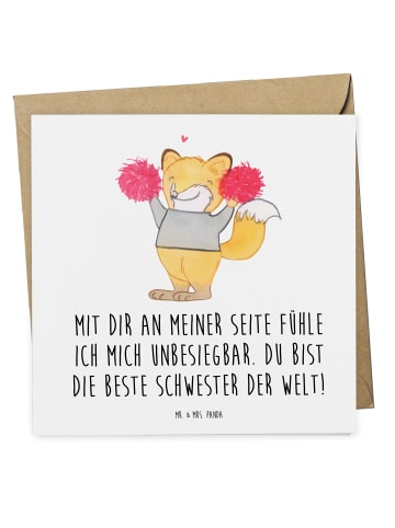 Mr. & Mrs. Panda Deluxe Karte Beste Schwester mit Spruch in Weiß