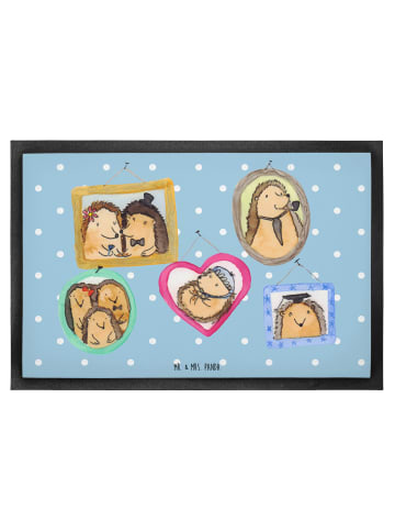 Mr. & Mrs. Panda Schmutzmatte Igel Familie ohne Spruch in Blau Pastell