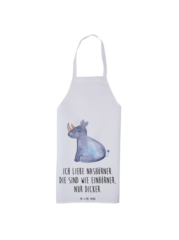 Mr. & Mrs. Panda Kochschürze Einhorn Nashorn mit Spruch in Weiß