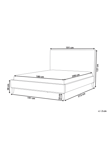 Beliani Doppelbett BAYONNE in Grün/Braun - (W) 191 x (H) 121 x (L) 212 cm