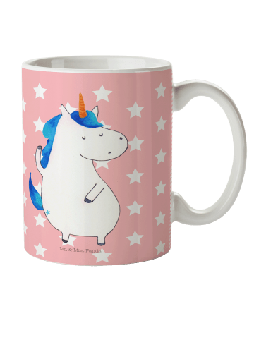 Mr. & Mrs. Panda Kaffeetasse Einhorn Mann ohne Spruch in Rot Pastell