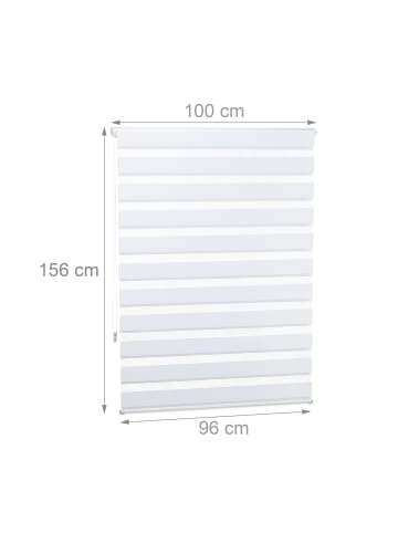 relaxdays Doppelrollo Klemmfix in Weiß - (B)96 x (H)156 cm