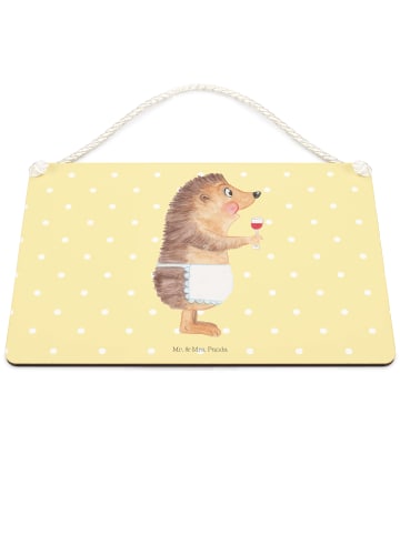 Mr. & Mrs. Panda Wandbild Holz Igel Wein ohne Spruch in Gelb Pastell