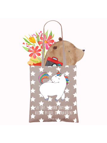 Mr. & Mrs. Panda Tasche Einhorn Stolzieren mit Spruch in Braun Pastell