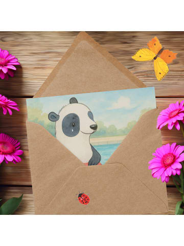 Mr. & Mrs. Panda Einladungskarte Otter Schwimmen Design ohne Spruch in Weiß