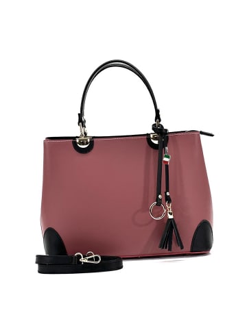 Florence Leder Handtasche, Umhängetasche Florence Tasche altrosa, schwarz ca. 32cm