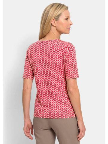 GOLDNER Jersey-Shirt mit Minimal-Rautenmuster in rot / weiß / gemustert
