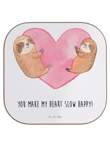 Mr. & Mrs. Panda Coaster Faultiere Herz mit Spruch in Weiß
