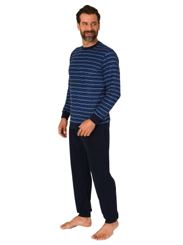 NORMANN langarm Frottee Schlafanzug Pyjama Bündchen - 83348 in navy
