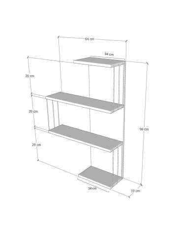 CALICOSY Wandregal CAMBEL in Kiefer - (W) 64  x (H) 96  x (L) 19  cm