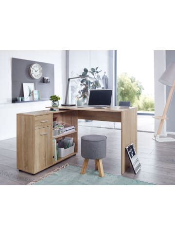 KADIMA DESIGN Design Eckschreibtisch mit Regal 120 x 75,5 x 106,5 cm, in Sonoma