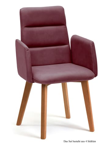 58 aufm Kessel ARMLEHNSTUHL (4er-Set) Darelle 52x92x60 Eiche geölt/Marsala