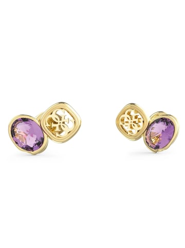 Guess Damen-Ohrringe Ohrstecker Lila Goldfarben