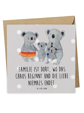 Mr. & Mrs. Panda Deluxe Karte Koala Familie mit Spruch in Grau Pastell
