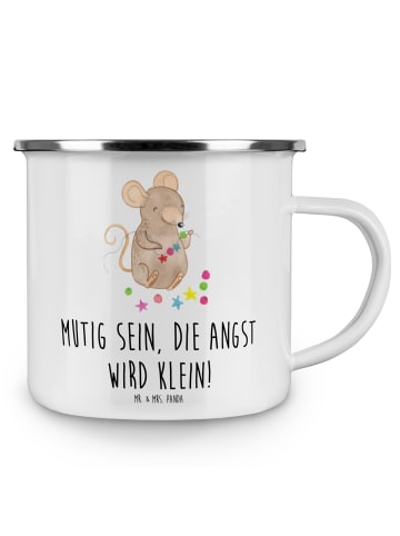Mr. & Mrs. Panda Metallbecher Angst überwinden mit Spruch in Weiß