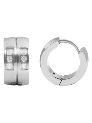 Adeliás Damen Ohrringe – Klappcreole aus Edelstahl mit Strass Steinchen in silber