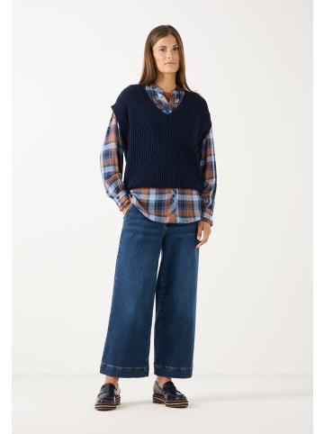 More & More lässige, verkürzte Wide-Leg-Jeans in dark blue denim