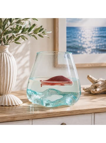 MARELIDA Teichdeko Fisch Dekofigur schwimmend Porzellan L: 15,5cm in rot