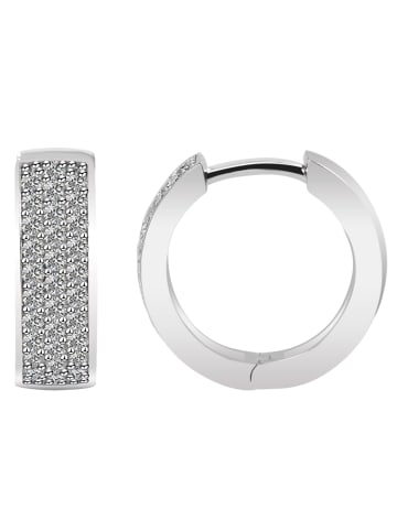 Adeliás Damen Ohrringe – Klappcreole aus 925 Silber mit Zirkonia in silber