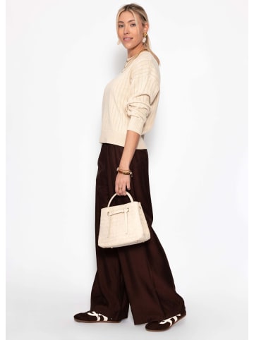 SASSYCLASSY Feinstrickpullover mit strukturierten Streifen in Beige