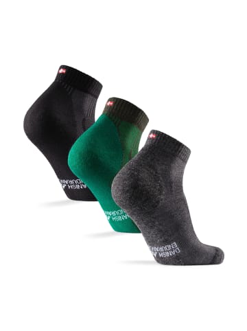 DANISH ENDURANCE Wandersocken Merino Hiking Low in black/green/grey