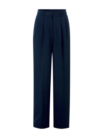 Rich & Royal Wide Leg Pleated Pants in Midnight Blue