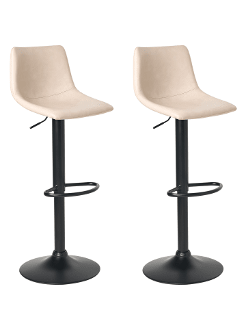 Beliani Drehhocker LEBRIJA in Beige/Schwarz - (W) 39 x (H) 98 x (L) 44 cm