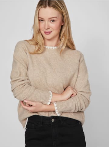 Vila Weicher Strickpullover mit Rundhalsausschnitt für Herbsttage in Braun