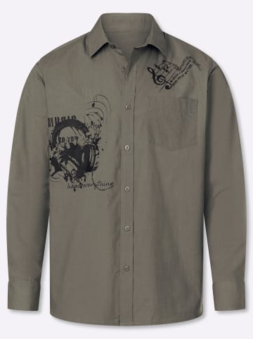 WITT WEIDEN Langarm-Hemd in taupe-bedruckt