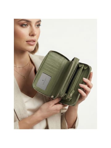 Lazarotti Bologna Leather XL Double Zip-Around Geldbörse RFID Leder 20 cm in olive