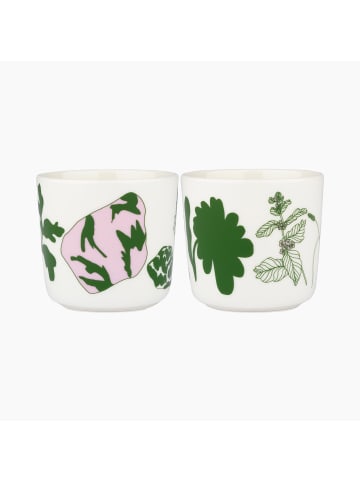 Marimekko Schüssel 2er-Set Oiva Elokuun Varjot in Weiß | Grün | Pink