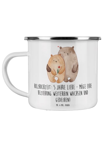 Mr. & Mrs. Panda Kaffeepott 5. Hochzeitstag Holzhochzeit mit Spruch in Weiß