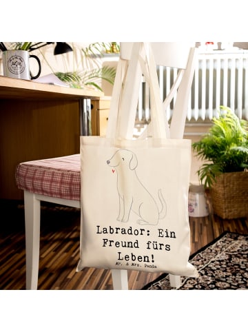 Mr. & Mrs. Panda Tasche Labrador Freund mit Spruch in Creme