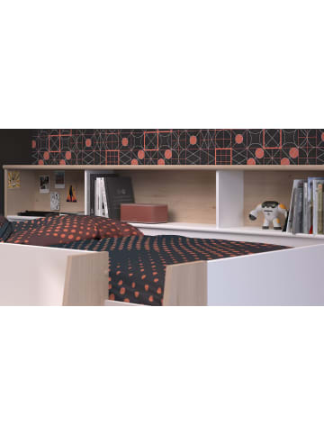 58 aufm Kessel HOCHBETT Parisot Lucas 90x200 Holznachbildung Weiß/Japanische Eiche